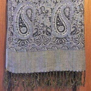 Pashmina Wool Fringed Shawl - Taupe